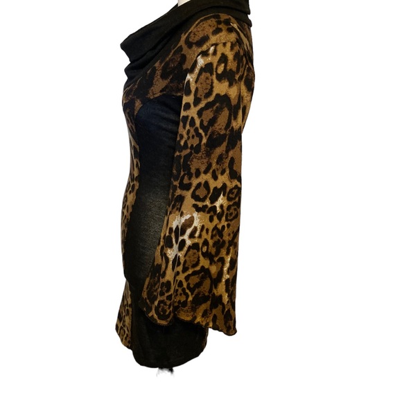 Da Nicci long sleeve, leopard print dress with loose cowl neck. Above the knee. - Picture 3 of 8